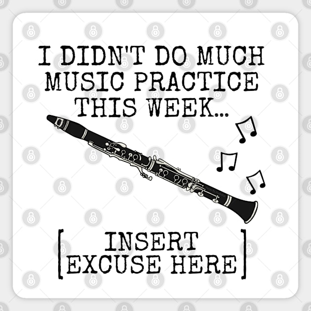 I Didn't Do Much Music Practice, Clarinet Woodwind Musician Magnet by doodlerob